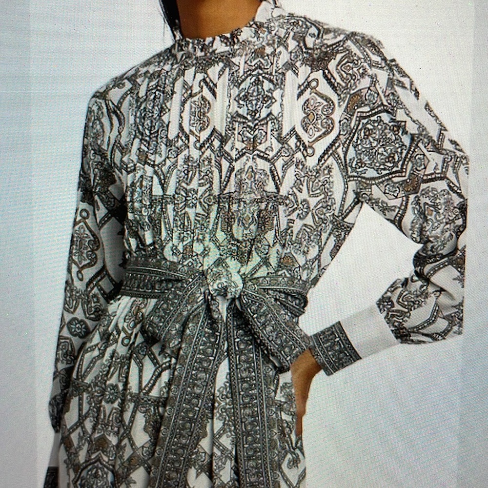 Marie Oliver Catie opal medallion print silk midi dress sz M
